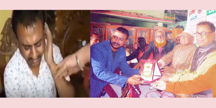 ফেসবুকে ভাইরাল হওয়া সেই লম্পটের হাতে সম্মামনা পদক তুলে দিলেন আনোয়ার হোসেন