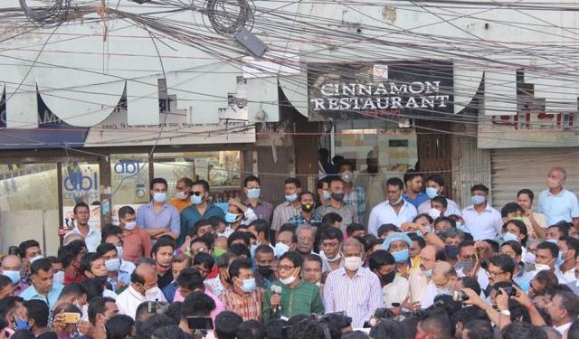 জিউস পুকুর অবৈধ দখলের প্রতিবাদে শহরে হিন্দু সংগঠনের গন অবস্থান