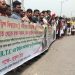 রূপগঞ্জে বিআরটিসি বাস সার্ভিস বন্ধ, চালুর দাবিতে যাত্রীদের মানববন্ধন