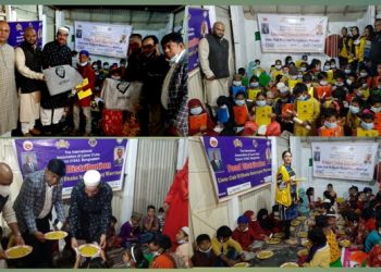 লায়ন্স ক্লাব অব’র উদ্যোগে শিক্ষাসমগ্রী করোনা সচেতনতায় লিফলেট বিতরণ