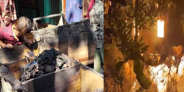 বন্দরে ৩ দিনমজুরের বসতঘর আগুনে পুড়ে ছাই