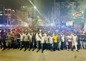তফসিল ঘোষণা হওয়ায় অয়ন ওসমানের নেতৃত্বে নারায়ণগঞ্জে ছাত্রলীগের আনন্দ মিছিল