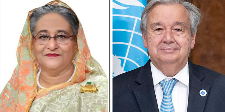 শেখ হাাসিনাকে জাতিসংঘের মহাসচিবের অভিনন্দন