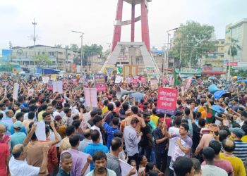 ৮ দফা দাবিতে সনাতনী সম্প্রদায়ের বিক্ষোভ সমাবেশ