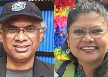 নারায়ণগঞ্জ সাংস্কৃতিক জোটের সভাপতি মনি সুপান্থ ও সম্পাদক দীনা তাজরীন