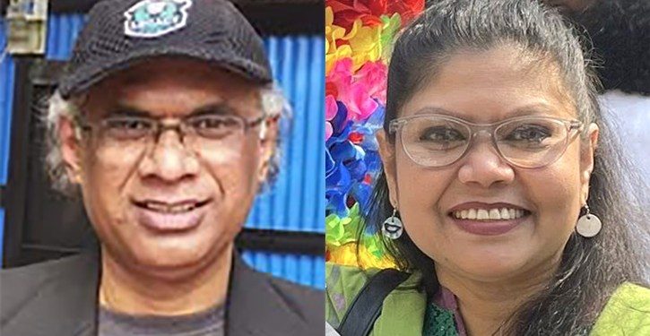 নারায়ণগঞ্জ সাংস্কৃতিক জোটের সভাপতি মনি সুপান্থ ও সম্পাদক দীনা তাজরীন