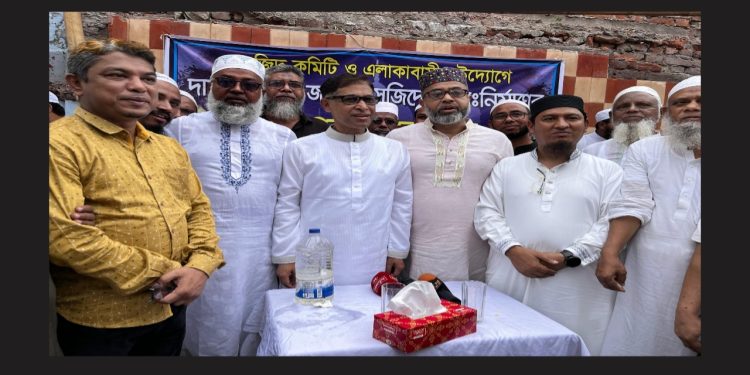 সিদ্ধিরগঞ্জে সালু হাজী রোডে জামে মসজিদের নির্মাণ কাজের উদ্বোধন