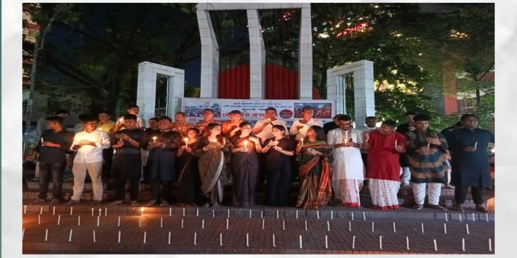 জুলাই শহিদদের স্মরণে সমাজতান্ত্রিক ছাত্র ফ্রন্ট’র নারায়ণগঞ্জ মোমবাতি প্রজ্জ্বলন