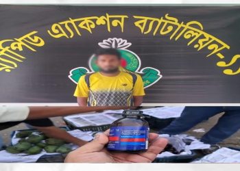 রুওগঞ্জে আমের ক্যারেটের আড়ালে মাদক পাচার, গ্রেপ্তার ১