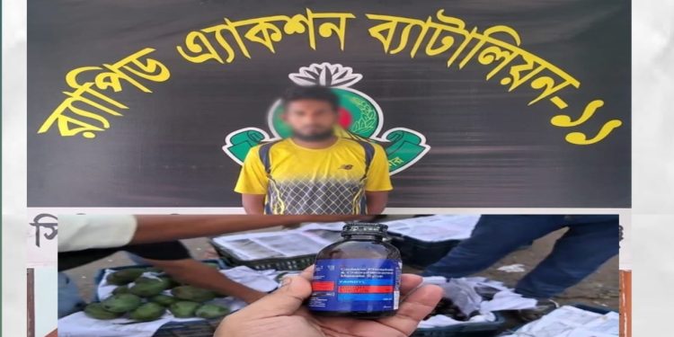 রুওগঞ্জে আমের ক্যারেটের আড়ালে মাদক পাচার, গ্রেপ্তার ১